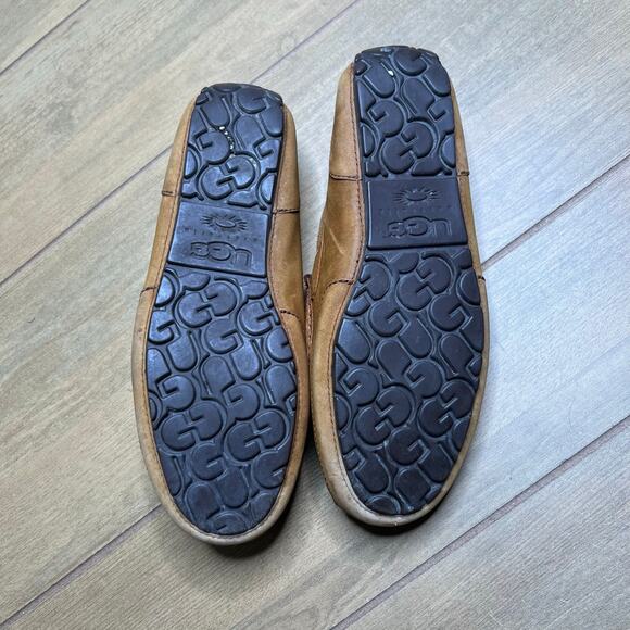 UGG‎ Slippers Mens SZ 10 Loafers Chester Brown Leather Slip On Shoes boho Casual main image 7